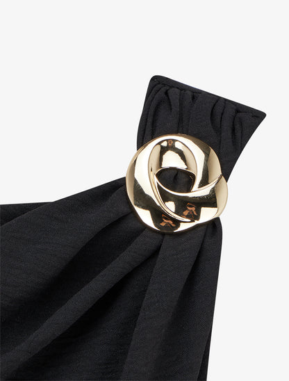 Combinaison unie à empiècement bijou - Noir - 3