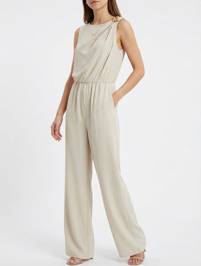 Tuta unita con inserto gioiello - Beige