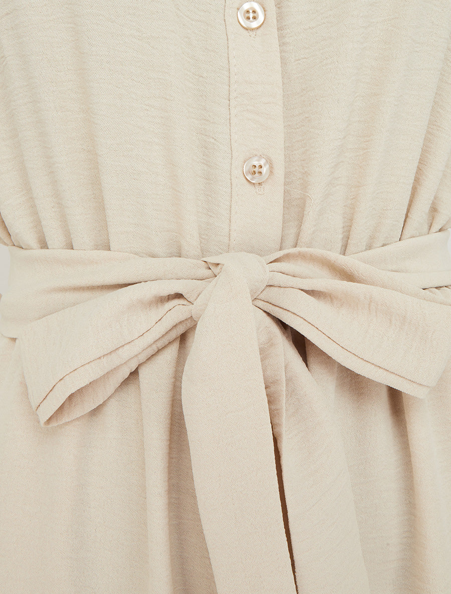 Combinaison boutonnée à épaules en dentelle - Beige - 3