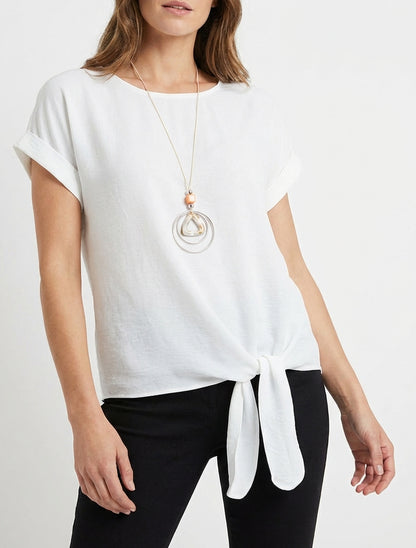 Top a maniche corte da annodare - Bianco