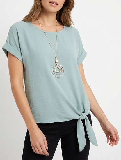 Top a maniche corte da annodare - Verde acqua