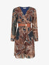 Robe légère en voile lamé imprimé feuillage - Marine - 1