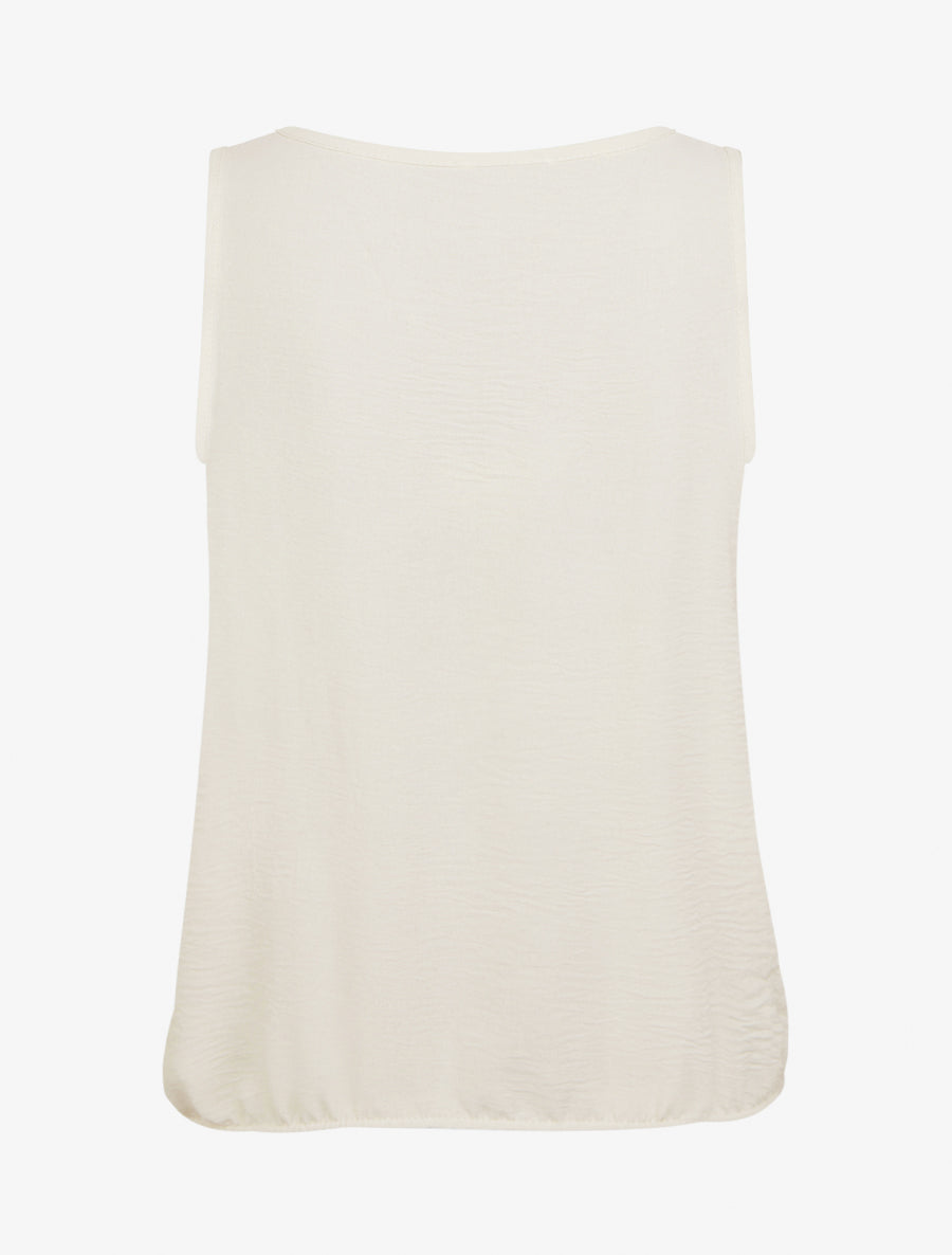 Top élastiqué à empiècement bijou - Beige - 2