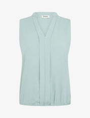 Top uni à col V - Vert d&