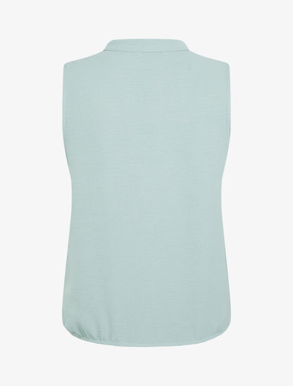 Top uni à col V - Vert d&