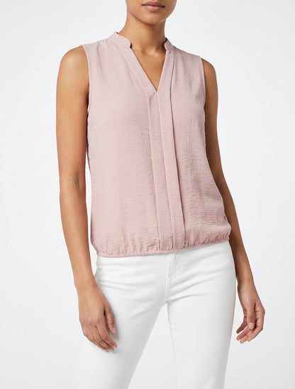 Top unito con scollo a V - Rosa antico
