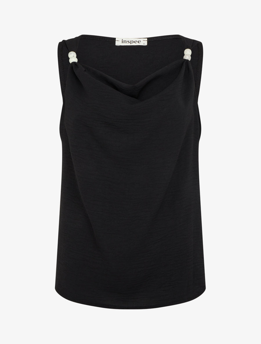 Top sans manches à empiècement bijoux - Noir - 1