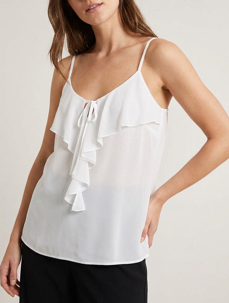 Blusa unita in voile - Bianco