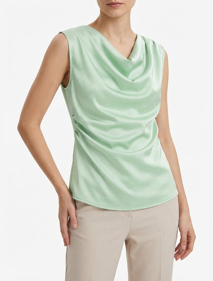 Top satinato con scollo a cascata - Verde menta