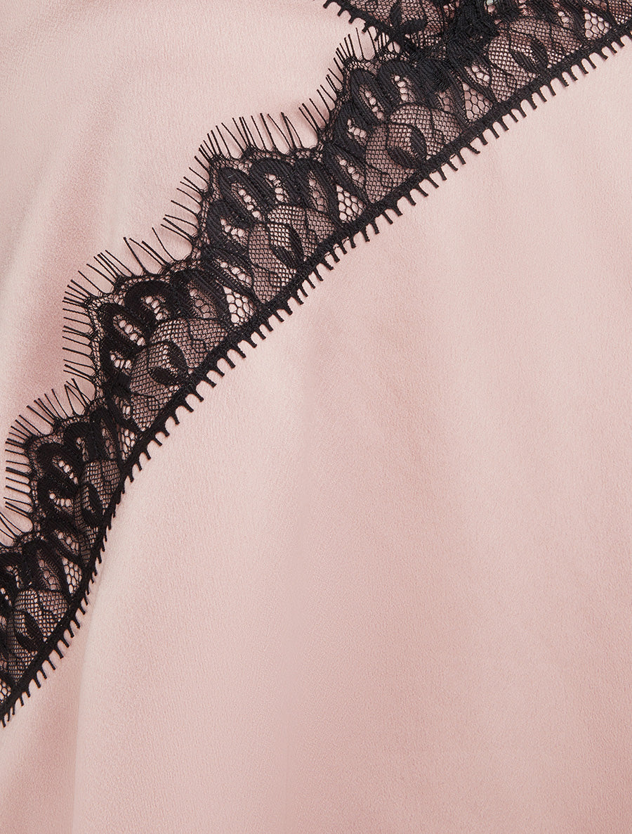 Caraco satiné asymétrique à détail dentelle - Vieux rose - 3