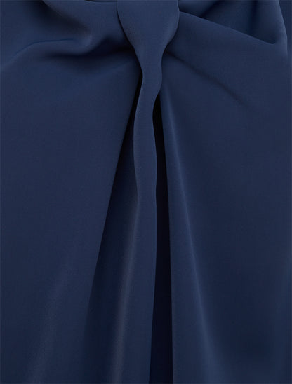 Top droit uni à col V - Marine - 3