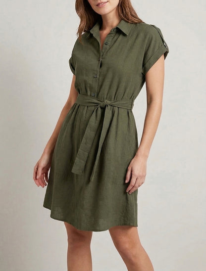 Abito camicia a maniche corte - Cachi