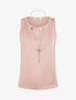 Top satiné sans manches à col bijou - Rose - 1