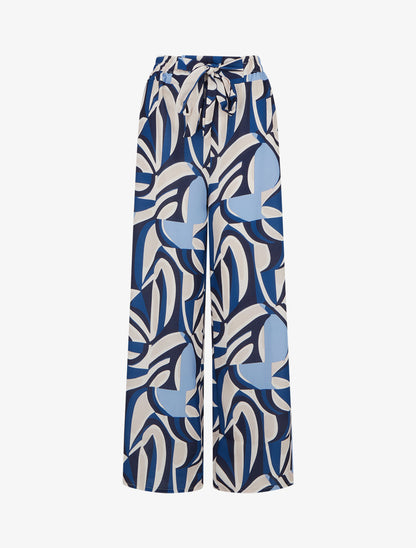 Pantalon ample imprimé graphique - Bleu - 1