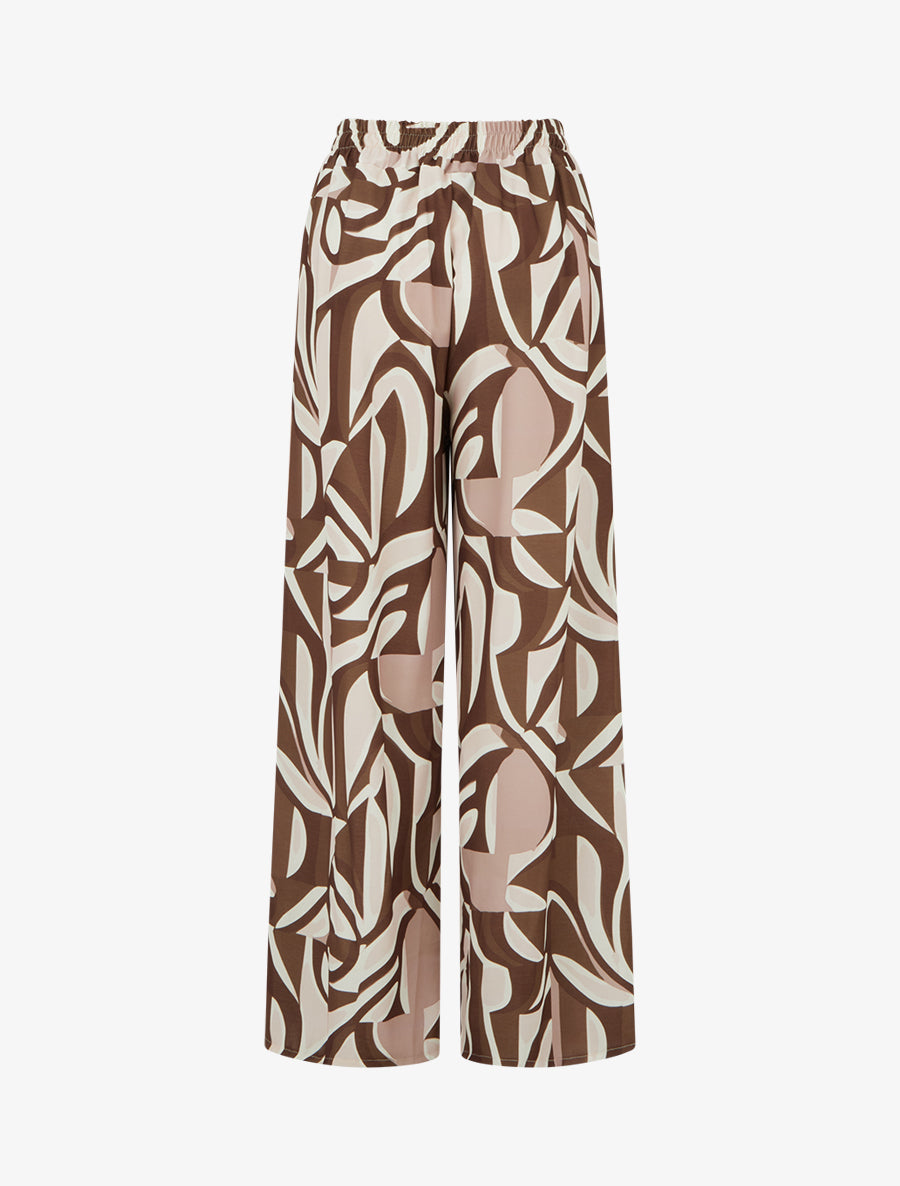 Pantalon ample imprimé graphique - Marron - 2