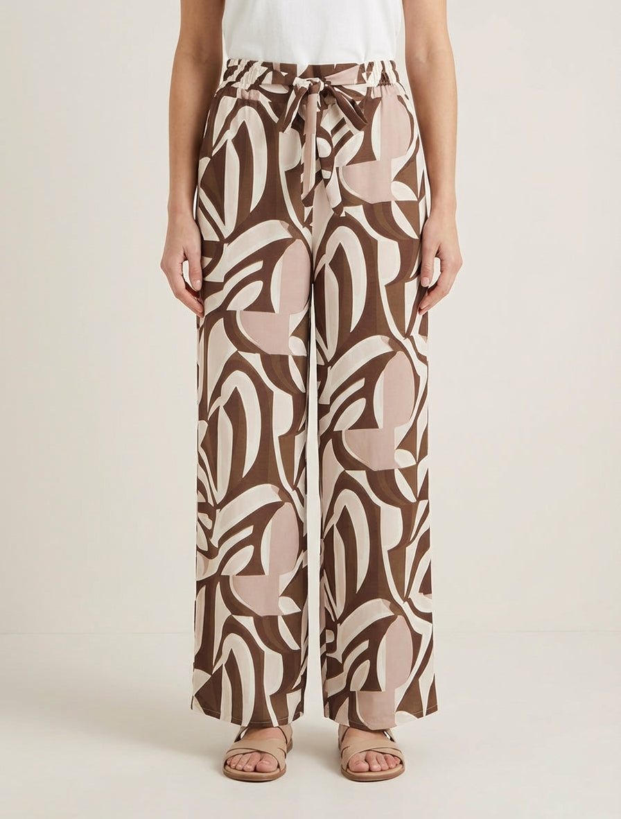 Pantaloni ampi con stampa grafica - Marrone