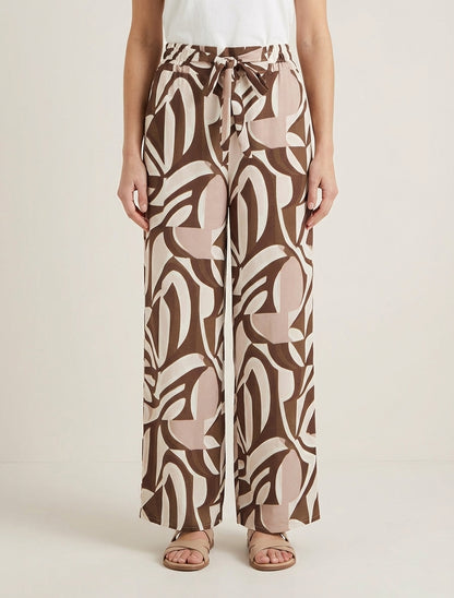Pantaloni ampi con stampa grafica - Marrone