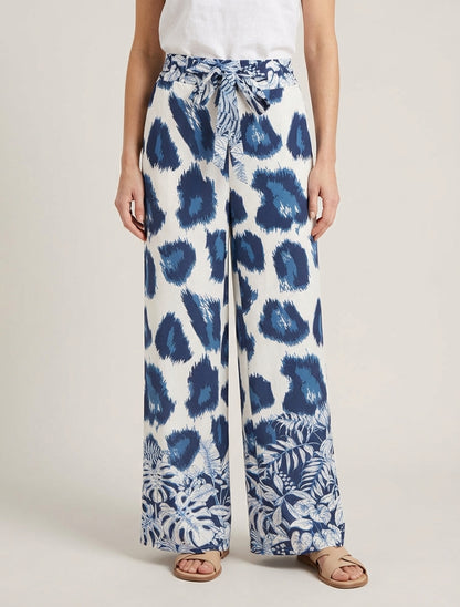 Pantaloni ampi con stampa leopardata fantasia - Marina