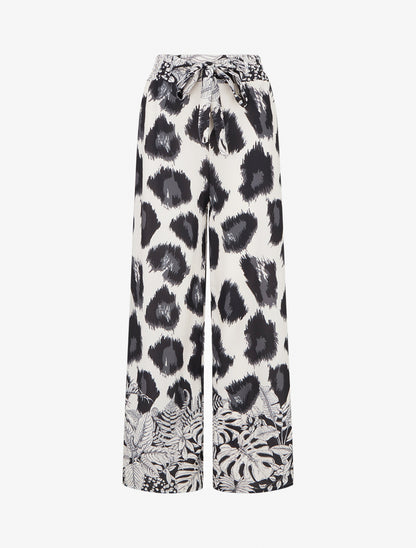 Pantalon ample imprimé léopard fantaisie - Noir - 1
