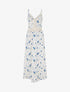 Robe longue imprimé petites fleurs à détail crochet - Bleu - 1