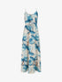 Robe longue à dos élastiqué imprimé fleuri - Bleu canard - 1