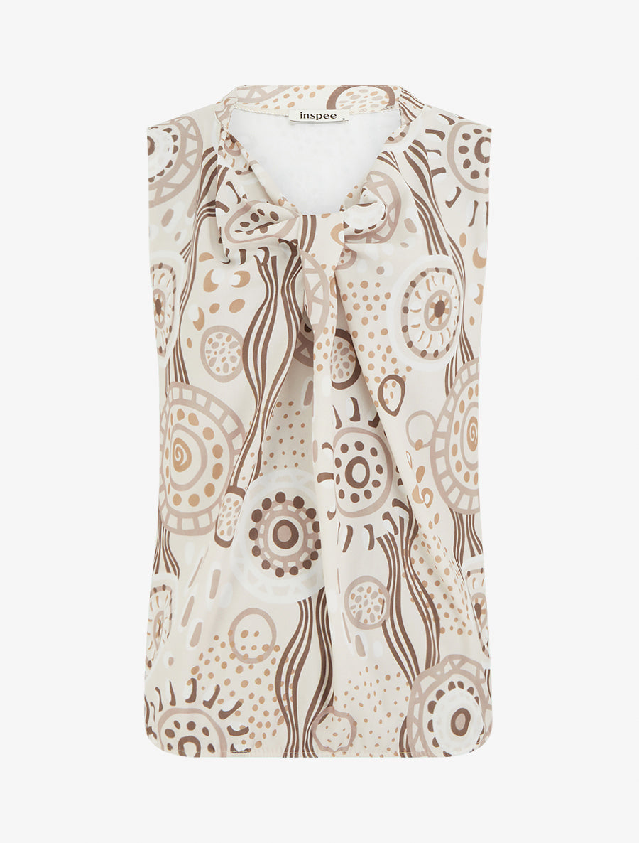 Top boule sans manches imprimé graphique - Brun - 1