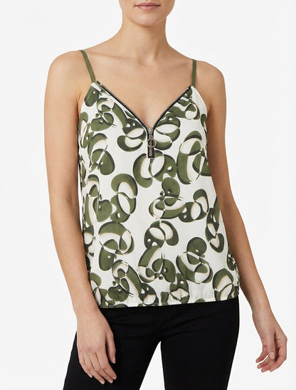 Giacca con zip stampata con grafica - Cachi