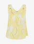 Top satiné imprimé abstrait à bijou - Jaune - 1
