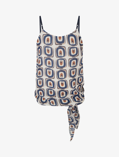 Caraco imprimé graphique à nouer - Marine - 2