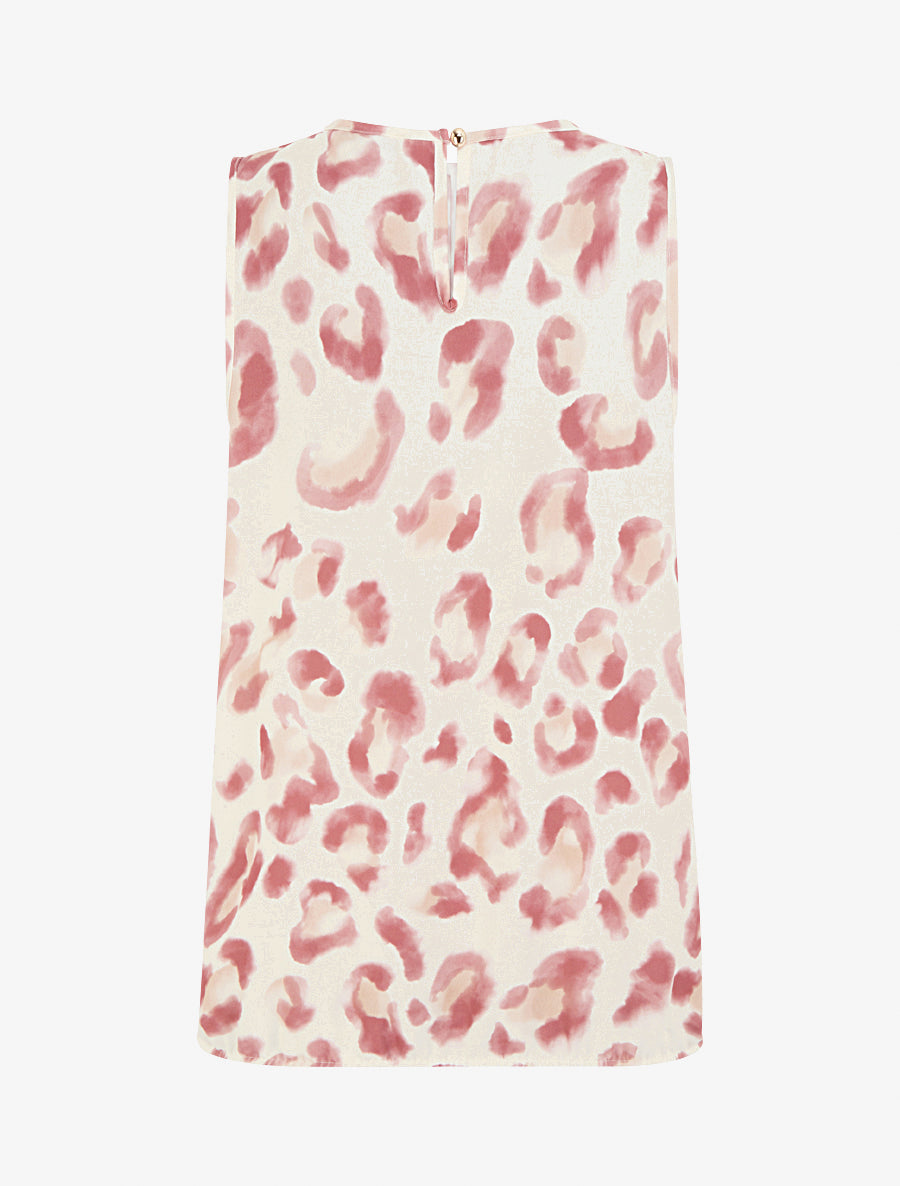 Top boule sans manches à imprimé léopard - Vieux rose - 2