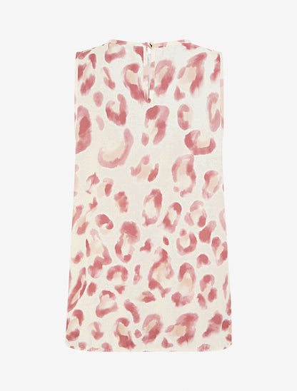 Top boule sans manches à imprimé léopard - Vieux rose - 2