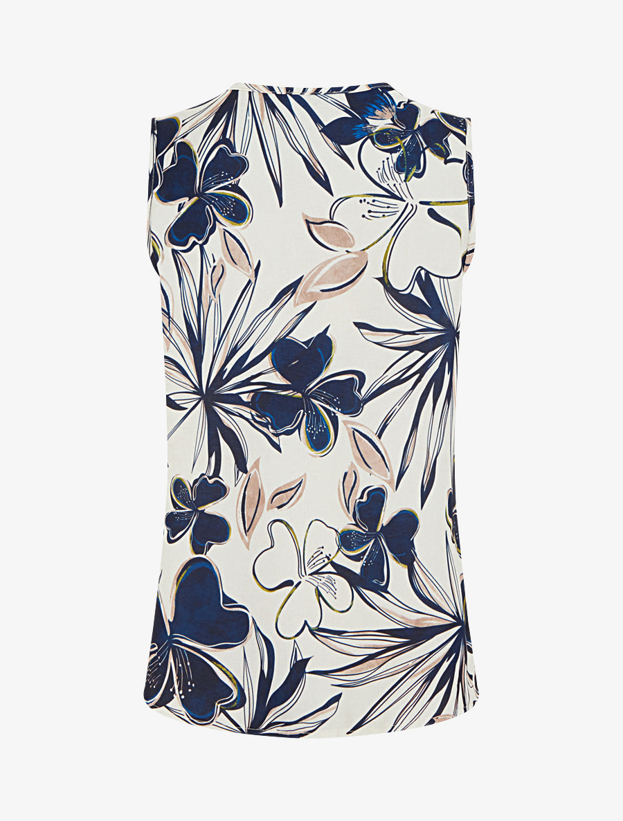 Top droit sans manches imprimé hibiscus - Marine - 2