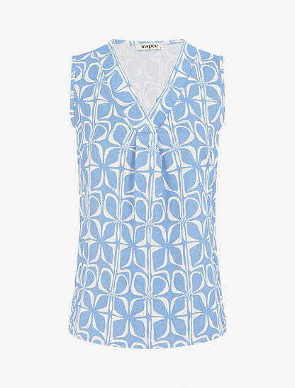 Top droit sans manches imprimé graphique - Bleu ciel - 1
