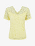 Top en dentelle à manches courtes - Jaune - 1
