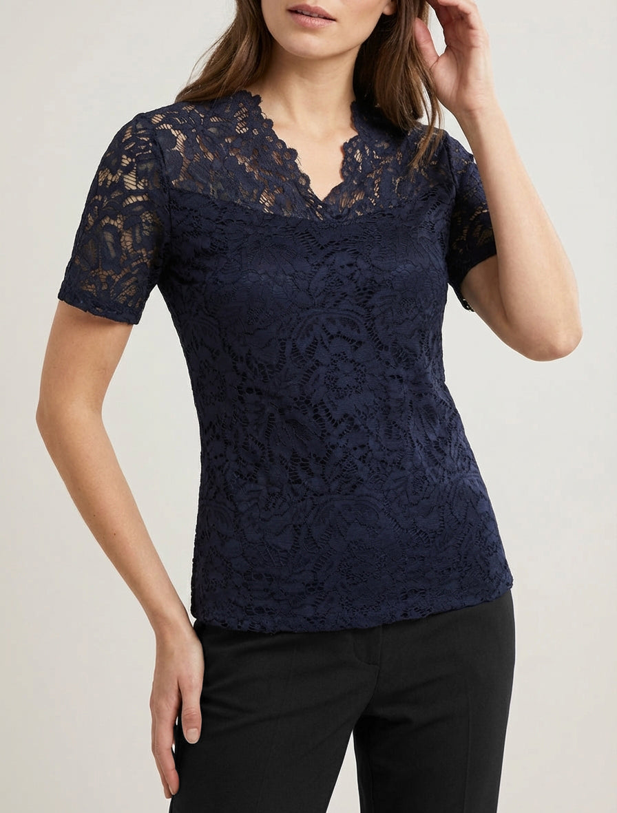 Top in pizzo a maniche corte - Marina