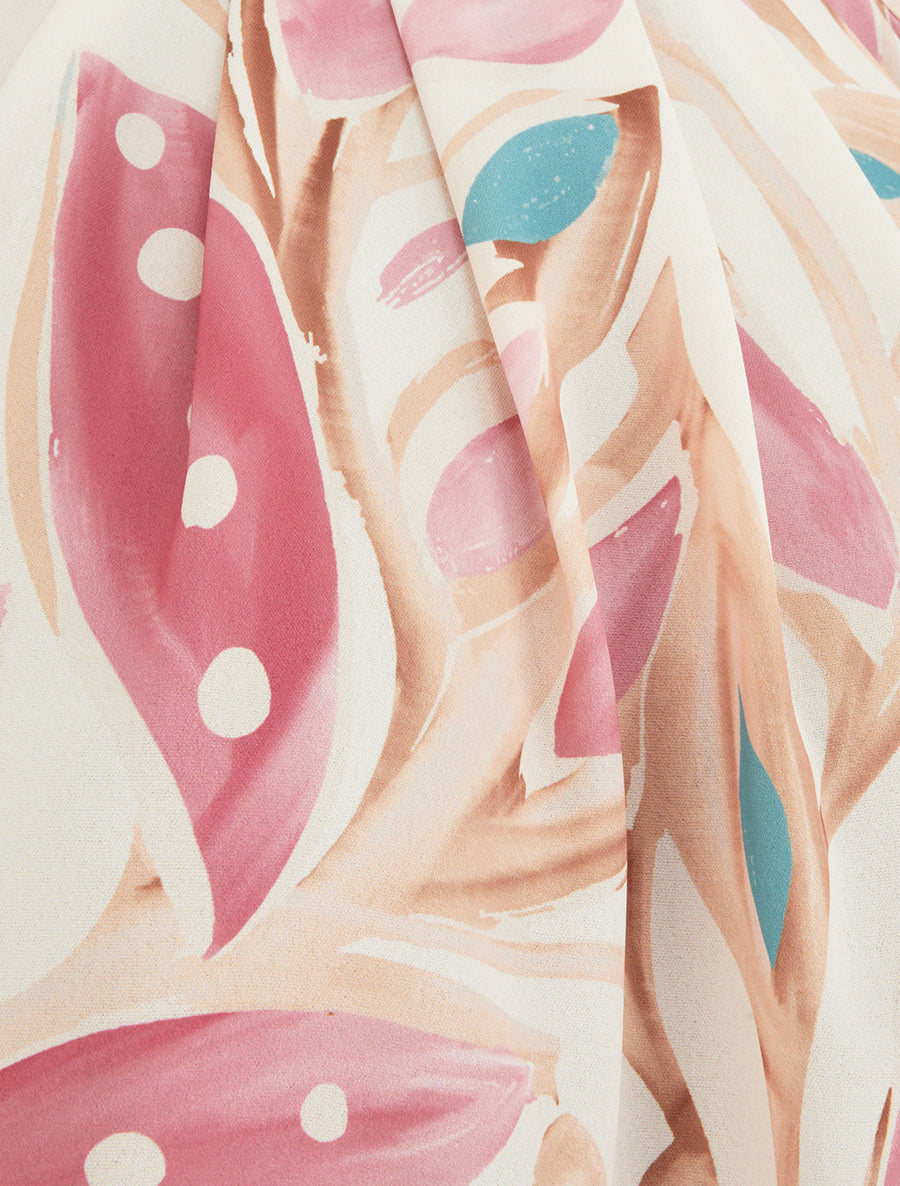 Top boule à col américain imprimé végétal - Rose - 3