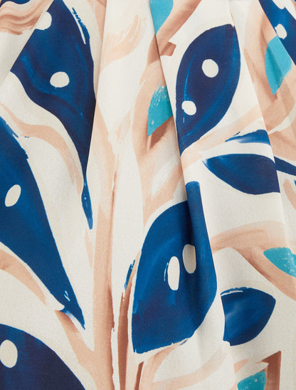 Top boule à col américain imprimé végétal - Marine - 3