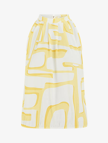 Top boule à col américain imprimé abstrait - Jaune - 1