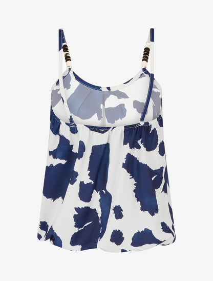Caraco imprimé vache à bretelles métallisées - Marine - 2