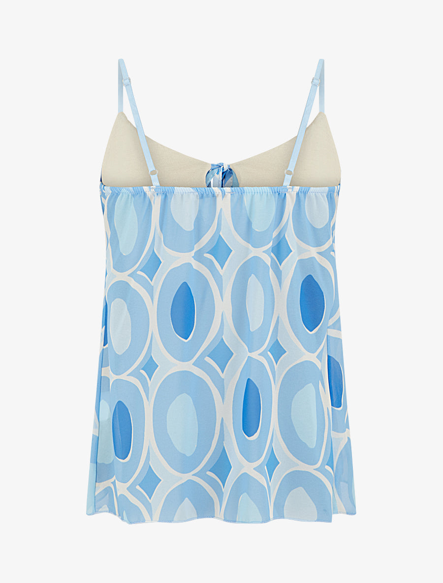 Caraco à col V volanté imprimé graphique - Bleu ciel - 2