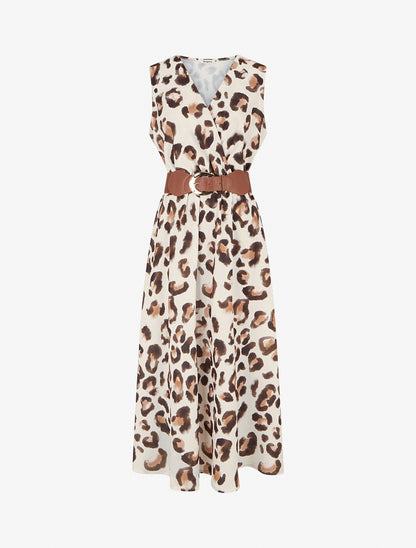 Robe sans manches imprimé léopard - Marron - 1