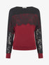 Pull fin dolman à bande dentelle - Bordeaux - 1