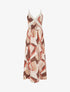 Robe imprimé graphique à empiècement broderie - Camel - 1