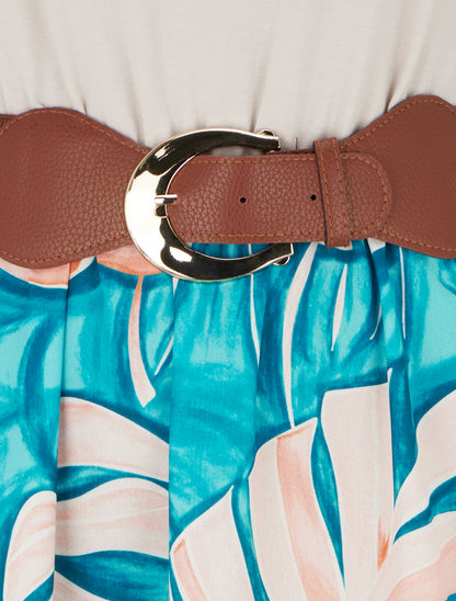 Robe longue imprimé feuillage - Bleu canard - 3