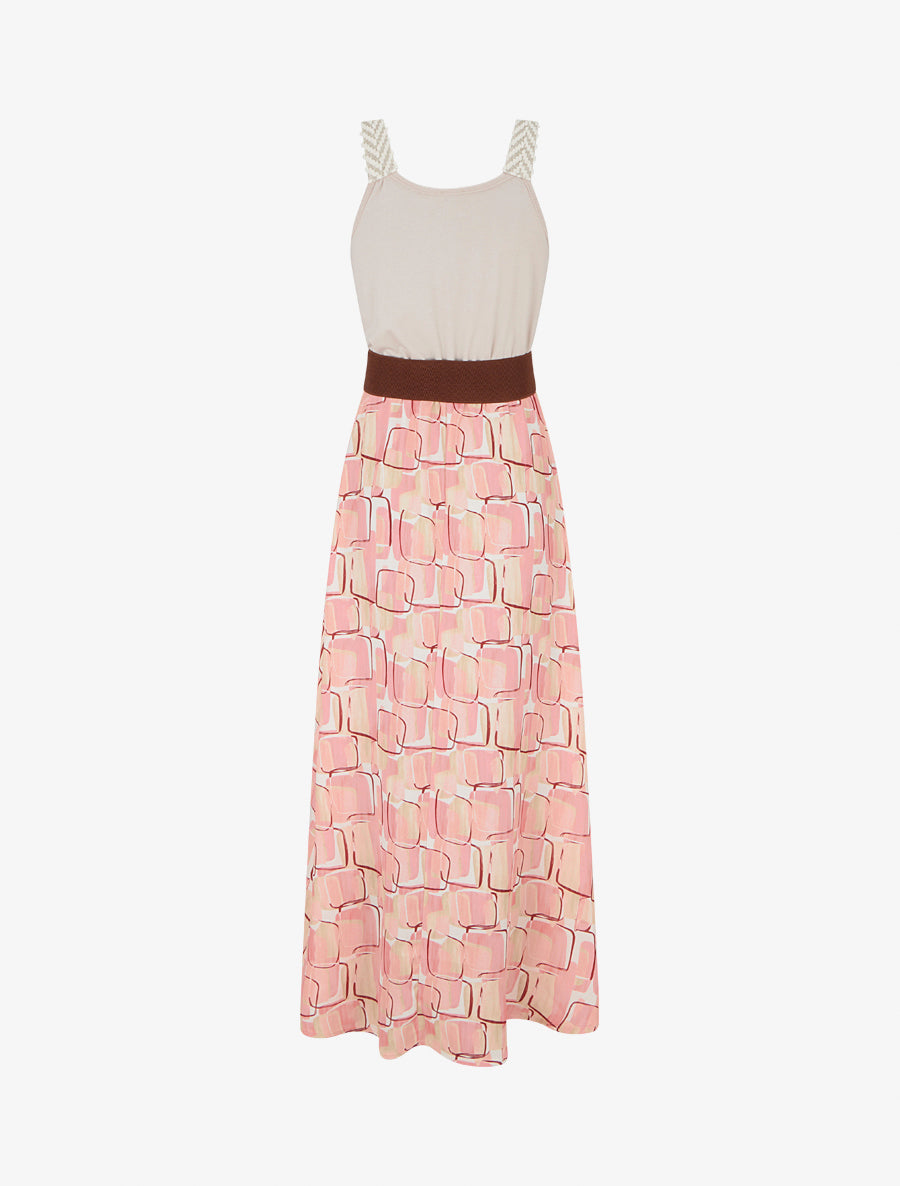 Robe longue imprimé graphique - Rose saumon - 2