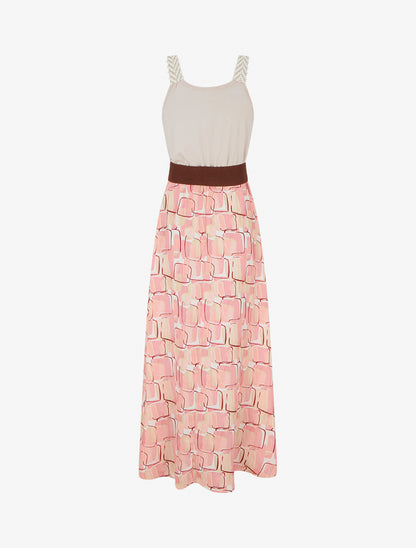 Robe longue imprimé graphique - Rose saumon - 2