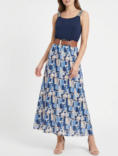 Abito lungo con stampa grafica - Marina