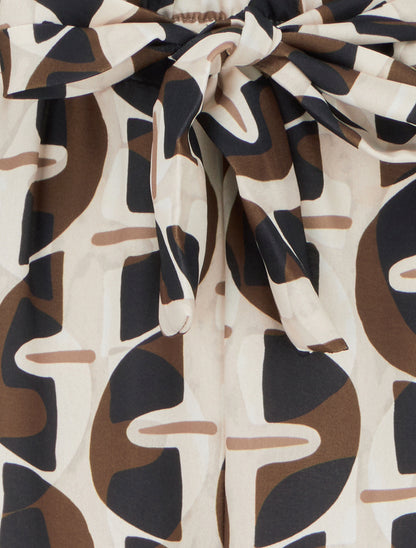 Pantalon élastiqué à imprimé graphique - Noir - 3