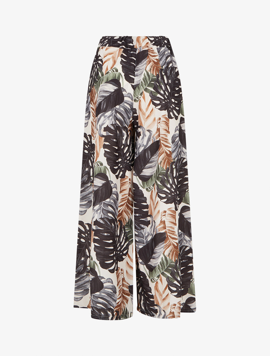 Pantalon ample imprimé tropical - Noir - 2