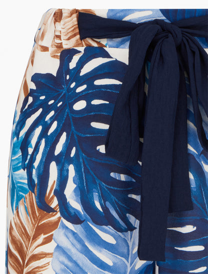 Pantalon ample imprimé tropical - Marine - 3